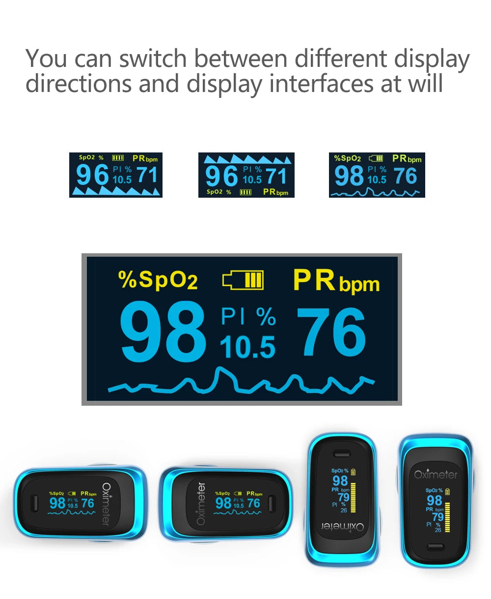 Finger Pulse Oximeter SPO2 PR PI RR Blood Oxygen Saturation Meter Heart Rate Monitor OLED Oximetro De Dedo