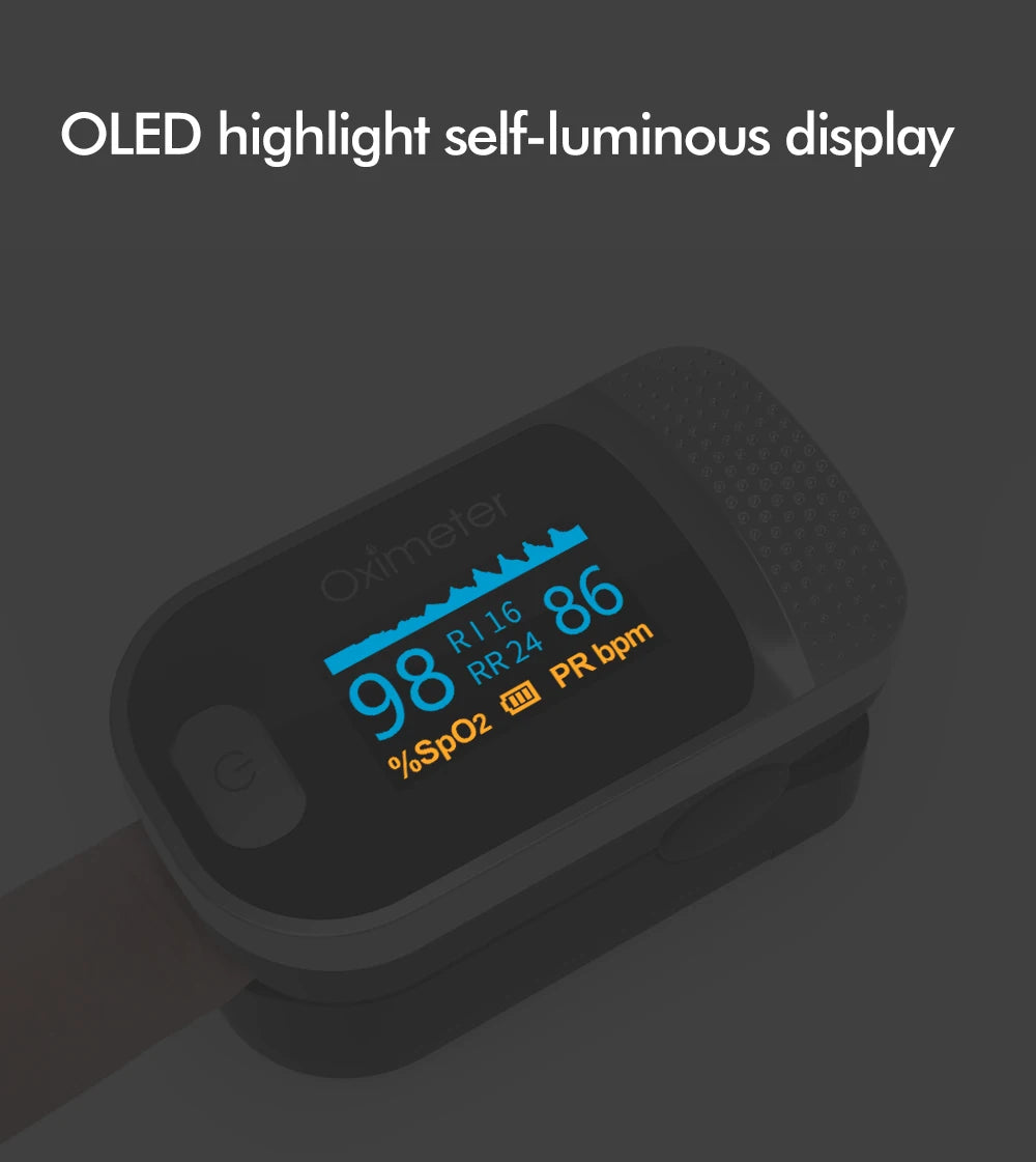 Finger Pulse Oximeter SPO2 PR PI RR Blood Oxygen Saturation Meter Heart Rate Monitor OLED Oximetro De Dedo