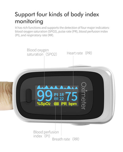 Finger Pulse Oximeter SPO2 PR PI RR Blood Oxygen Saturation Meter Heart Rate Monitor OLED Oximetro De Dedo